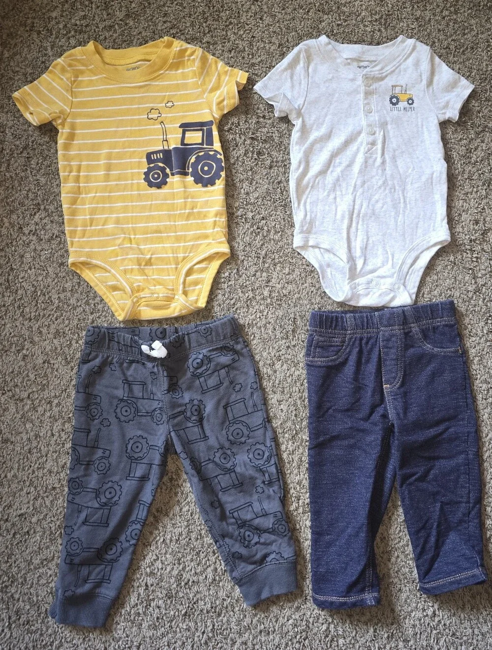 NWOT 12 Month Carter's 4-piece tractor outfits